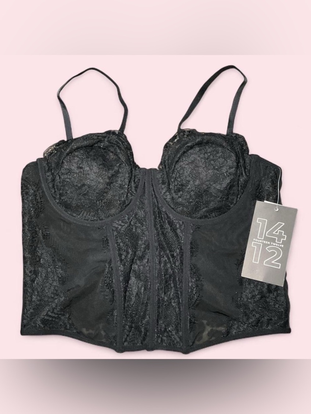 Fourteen Twelve + rue21 black lace corset top